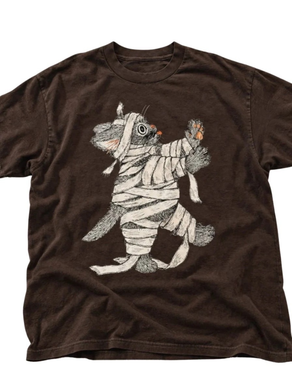 Brown Cat Mummy Graphic Short Sleeve Tee